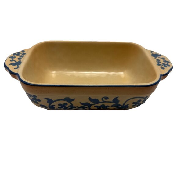 Lidia Bastianich Small Loaf Pan – Blue Scroll – 8.5x4.5” – Stoneware - Picture 1 of 4